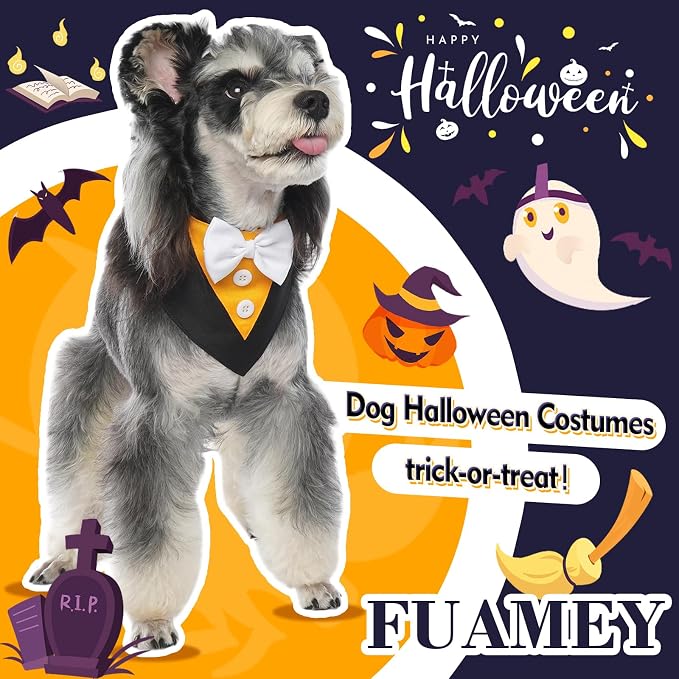 FUAMEY Dog Tuxedo Halloween for Large Dogs, Dog Formal Suit Dogs Attire Pet Bow - Image 2
