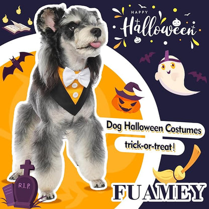FUAMEY Dog Tuxedo Halloween for Large Dogs, Dog Formal Suit Dogs Attire Pet Bow - Image 2