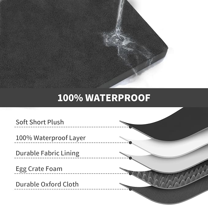 Plush Dog Bed for Medium Dogs, Waterproof Dog Crate Mat Orthopedic Egg Crate - Image 6