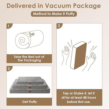 EHEYCIGA Orthopedic Foam Dog Bed, Light Grey - Image 6