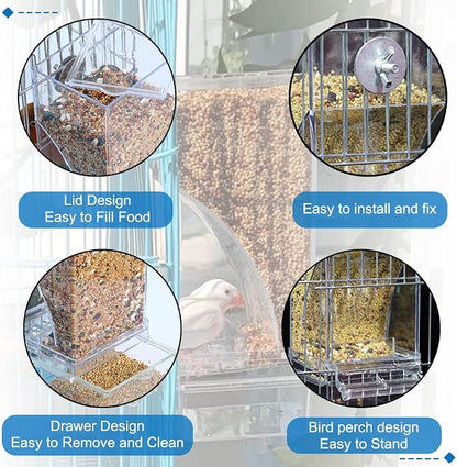 Hamiledyi No Mess Bird Cage Feeder 2Pack Automatic Parrot Seed Feeders - Image 3