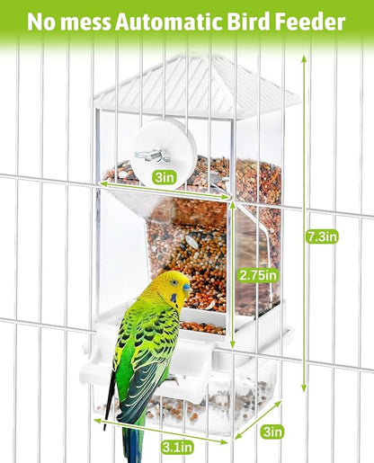 Hamiledyi Automatic Bird Feeder No Mess Bird Cage Feeder Seed Food Container - Image 2