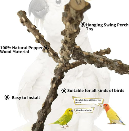 FlidRunest Bird Perch, Hanging Bird Tree Ceiling Perch Swing Toy, Natural - Image 4