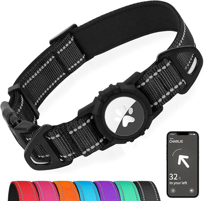 Joytale Airtag Dog Collar, Dual D-Rings, Reflective Pet Collar by Joytale
