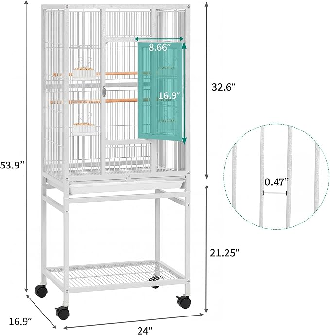 DWVO 53.9-Inch Metal Bird Cage: Large Parrot Cages - Image 2