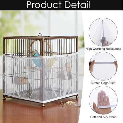 Bird Cage Seed Catcher, Universal Adjustable Birds Cages Cover Net Liner - Image 3