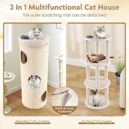 Tangkula 4 Story Cat Tree Condo, 49” Barrel-Shaped Cat House - Image 3