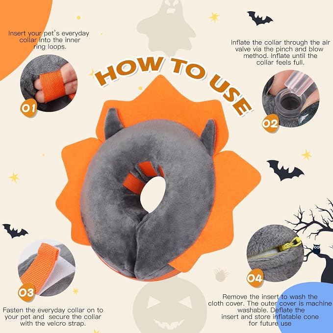 IEUUMLER Inflatable Recovery Dog Collar, Protective Donut Cone, Adjustable Soft - Image 6