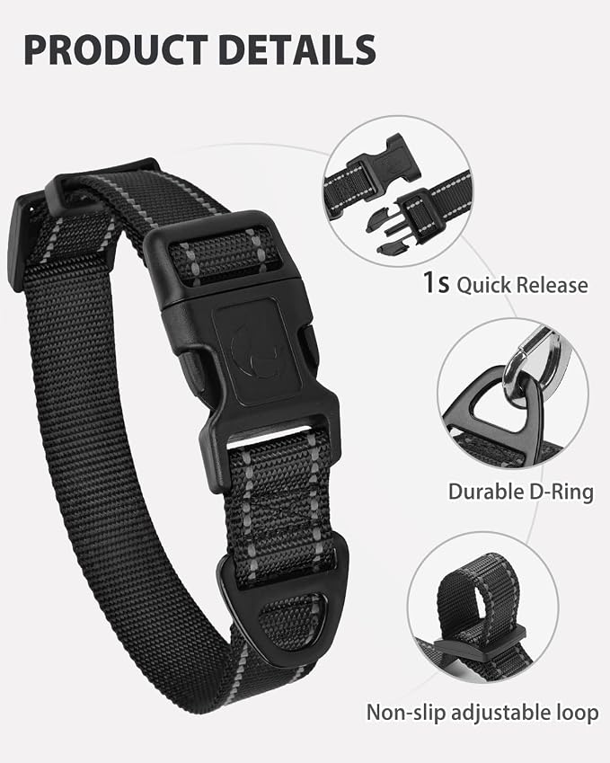 Joytale Large Dog Collar, Reflective and Adjustable Nylon Pet Collar - Image 4
