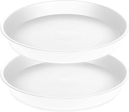 2 Pack of 8 inch Plant Saucer Clear, Heavy Duty Plastic Plant Water Tray 8 inch by Bleuhome