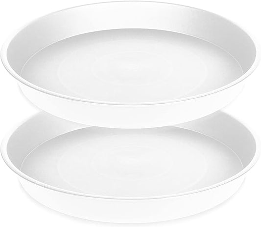 2 Pack of 8 inch Plant Saucer Clear, Heavy Duty Plastic Plant Water Tray 8 inch by Bleuhome