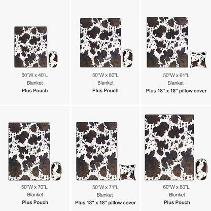 Bnuitland Brown Cow Print Flannel Throw Blanket - Image 7
