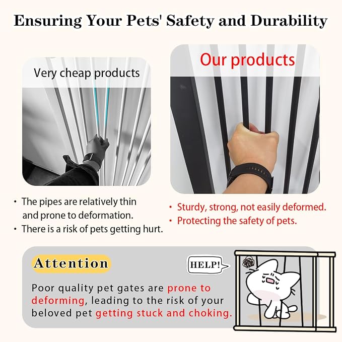 Lumizone Extra Tall Pet Gate 55.12" High Pressure Mounted 38.39"-42.51" Extra - Image 3