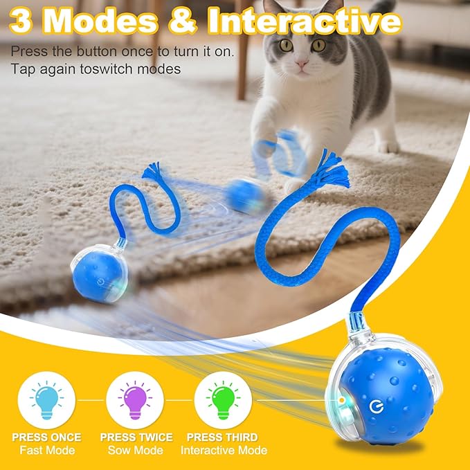 Interactive Cat Toys Ball for indoor Cats＆Dog, Automatic Cat Toy - Image 2