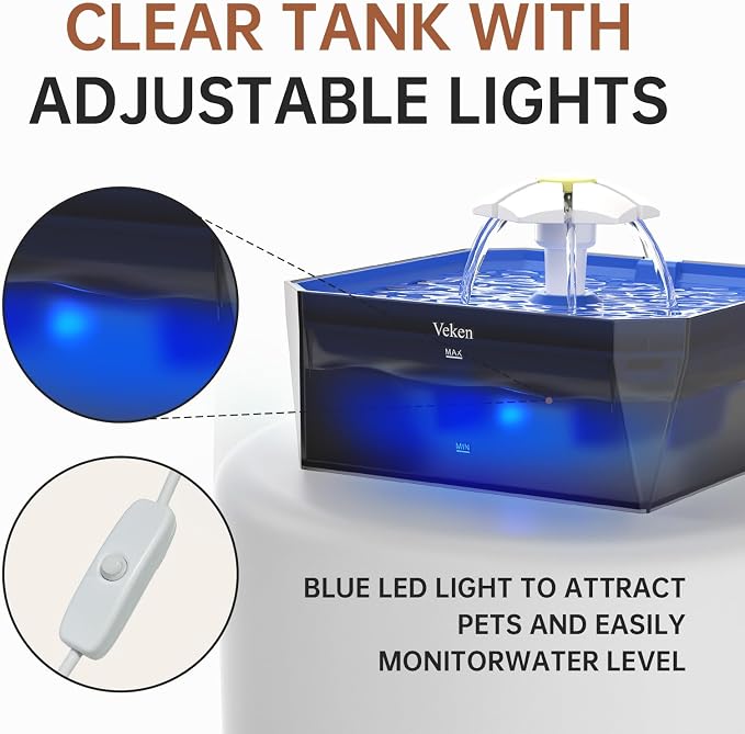 Veken Award-Winning Small Pet-Friendly Cat Water Fountain - Image 8