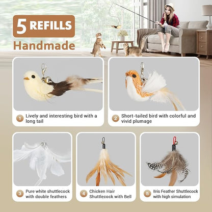 ROSAUI Cat Teaser Wand Toys, Interactive Bird Toy - Image 3