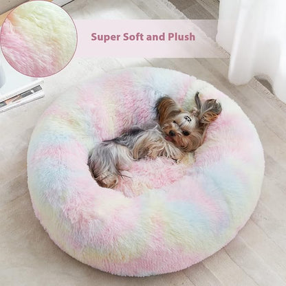 WNPETHOME Calming Dog Bed Cat Bed Donut, Faux Fur Pet Bed Self-Warming Donut - Image 4