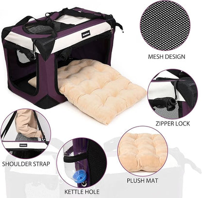 Collapsible Dog Travel Crate, Portable Soft-Sided Pet Carrier Extra Large Cat - Image 2