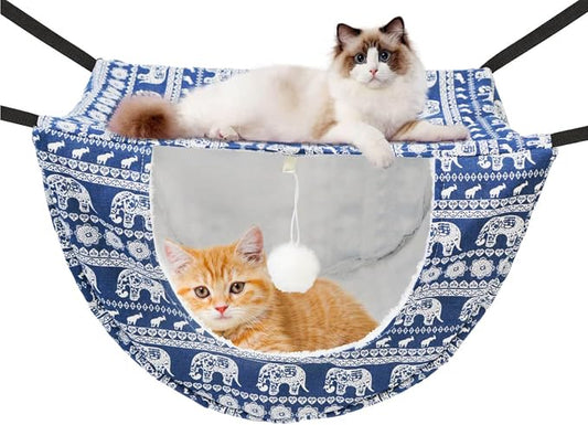 JSPYFITS Cat Cage Hammock with Ball, Double Layer Hanging Adjustable Soft Pet by JSPYFITS