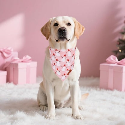 ADOGGYGO Pink Christmas Dog Bandanas 2 Pack, Reversible Santa Snowman Xmas - Image 2
