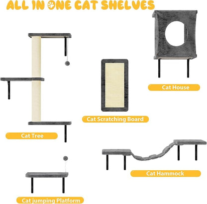 10-in-1 Cat Wall Shelves, Wooden Climbing Wall - Image 4