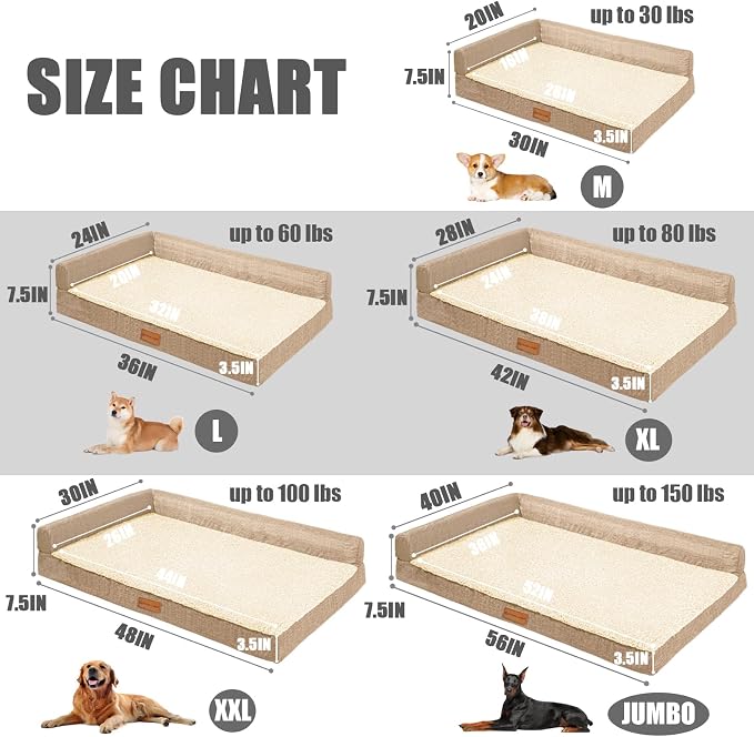 Patas Lague Orthopedic XL Dog Bed Large Sized Dog 42''X28'', Waterproof L - Image 6
