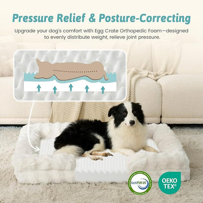 Orthopedic Dog Bed for Extra Large Dog, Soft and Warm Faux Fur Sofa for Giant - Image 2