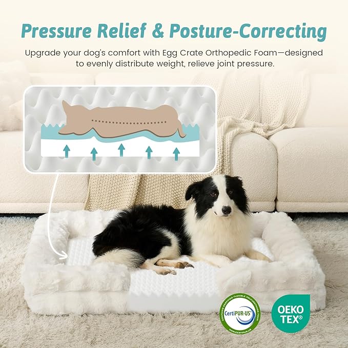 Orthopedic Dog Bed for Large Medium Size Dog, Soft and Warm Faux Fur Sofa for - Image 2