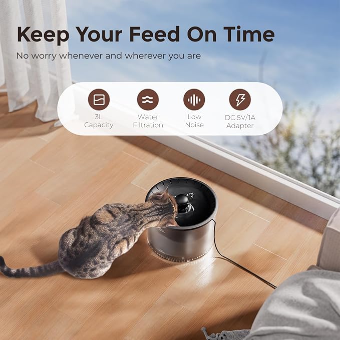 IMIPAW Automatic Cat Feeder and Water Fountain, Timed Dry Food Dispenser - Image 5