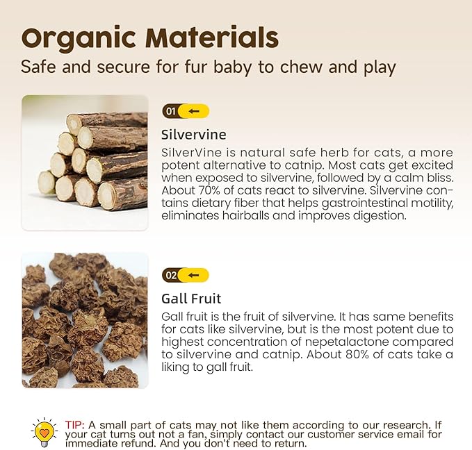 Potaroma 3 Pack Natural Silvervine Sticks Cat Toys, Catmint Silvervine Blend - Image 5
