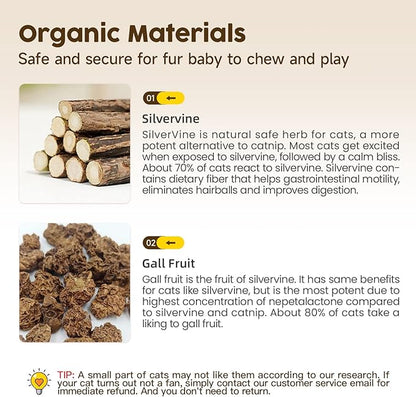 Potaroma 3 Pack Natural Silvervine Sticks Cat Toys, Catmint Silvervine Blend - Image 5