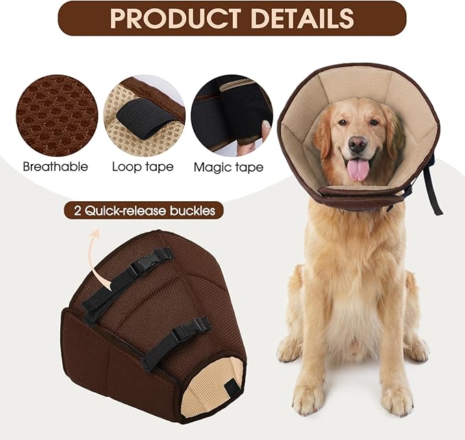 Dog Cone for Large Dogs After Surgery, Adjustable Soft Recovery Cone Collar for - Image 4