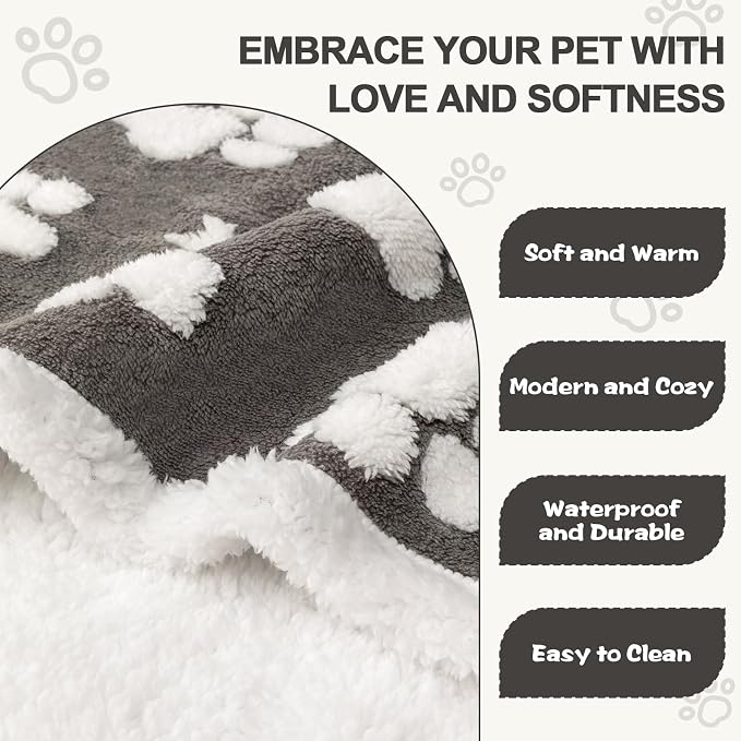 Waterproof Blanket for Dog Cat or Adult, Cute 3D Textured Paw Dog Blanket for - Image 3