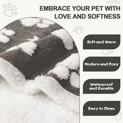 Waterproof Blanket for Dog Cat or Adult, Cute 3D Textured Paw Dog Blanket for - Image 3