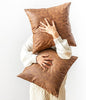 Pack of 2 Leather Throw Pillow Covers, Modern Boho Decorative Cognac Thickened by GEGELICA
