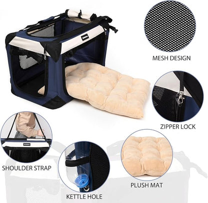 Collapsible Dog Travel Crate, Portable Soft-Sided Pet Carrier Extra Large Cat - Image 2