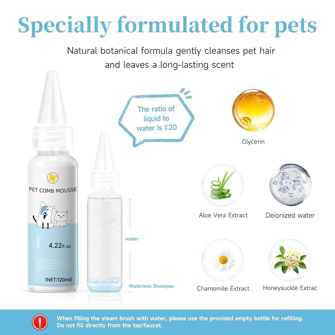 Pet Steam Brush for Dog & Cat – shower bath brush – Steam for Shedding & - Image 7