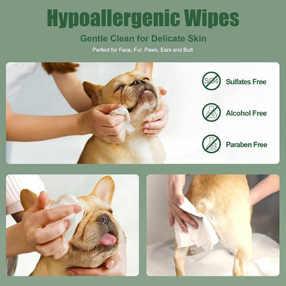 ATIFBOP Dog Wipes for Paws and Bum, Hypoallergenic Pet Grooming Wipes Natural - Image 4
