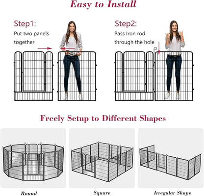 Dog Playpen 40 inch Dog Fence for Outdoor Indoor Use Heavy Duty Metal Dog Pen - Image 4