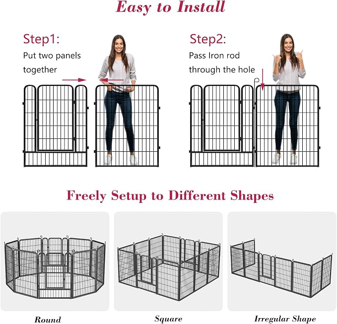 Dog Playpen Outdoor, 40 inch 10 Panels Heavy Duty Dog Fence - Image 5