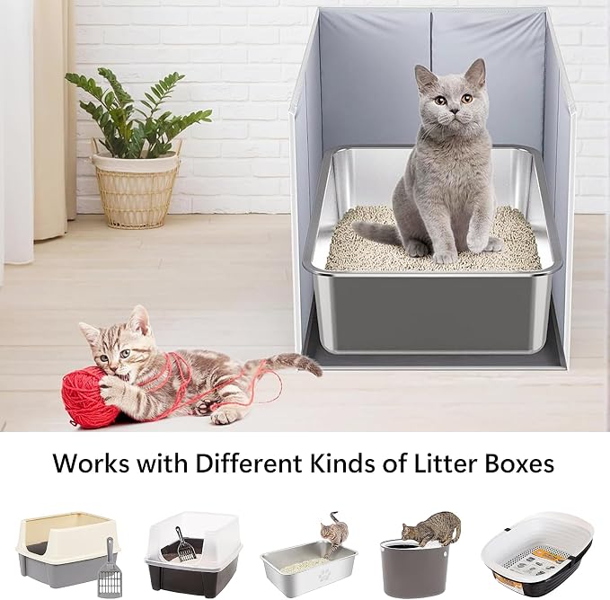 Less-Mess Cat Litter Box Enclosure, Open Top High Side - Image 6