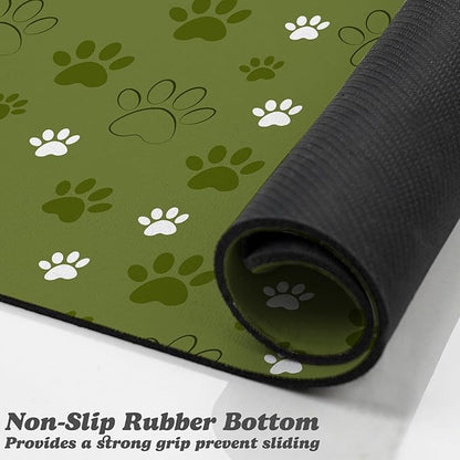 Dog Food Mat, Absorbent Water Bowl Mats Cat Pet Feeding Placemats Dark Green 16 - Image 3