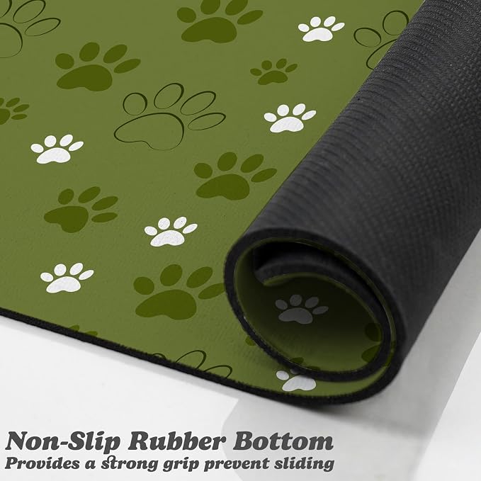Dog Food Mat, Absorbent Water Bowl Mats Cat Pet Feeding Placemats Dark Green 17 - Image 3