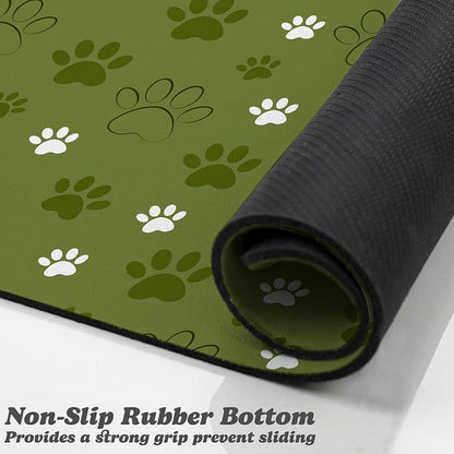 Dog Food Mat, Absorbent Water Bowl Mats Cat Pet Feeding Placemats Dark Green 24 - Image 3