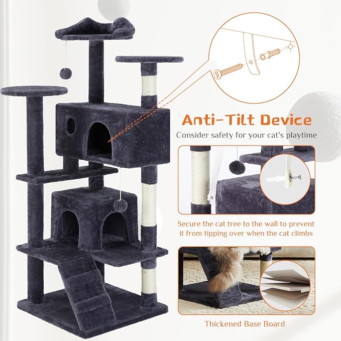 Sweetcrispy 54-Inch Cat Tree Tower – Multi-Level - Image 3