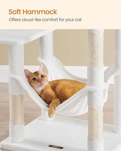 Feandrea Cat Tree, 55.1-Inch Cat Tower, Plush Multi-Level Condo - Image 4
