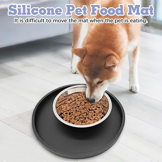 BNOSDM 2 Pack Cat Feeding Mat Pet Silicone Food Mat Black Dog Feeding Mats - Image 3
