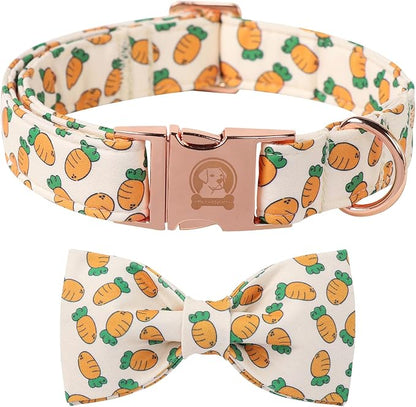 Easter Dog Collar with Bowtie, Cute Carrot Easter Dog Collar with Metal Buckle by MrChubbyfacePetSupplies