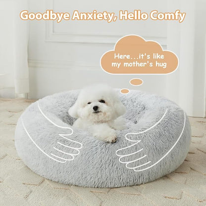 WNPETHOME Calming Dog Bed Cat Bed Donut, Faux Fur Pet Bed Self-Warming Donut - Image 7