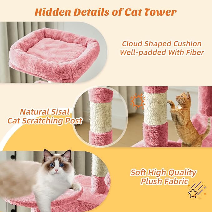 Sweetcrispy 44 Inch Cat Tree Tower, Cat Climbing Tower - Image 5